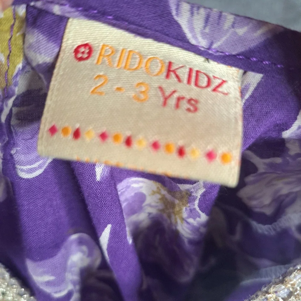 RidoKidz Purple Floral Alia Cut Kurti Top Indian Ethnic Cotton Dress Beaded